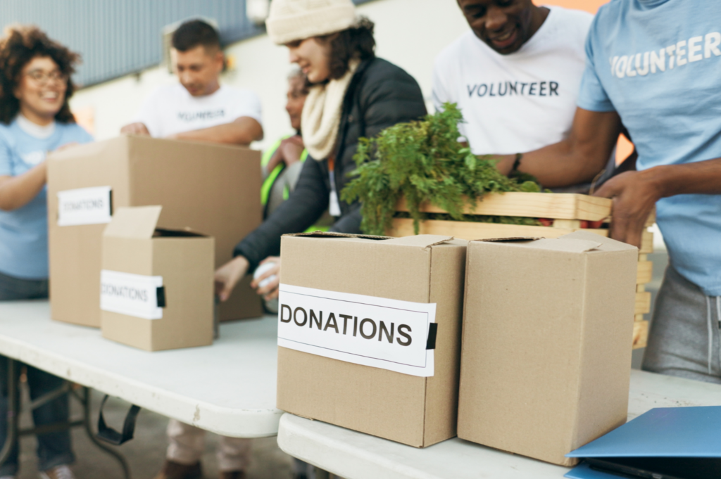 Volunteers helping at an event