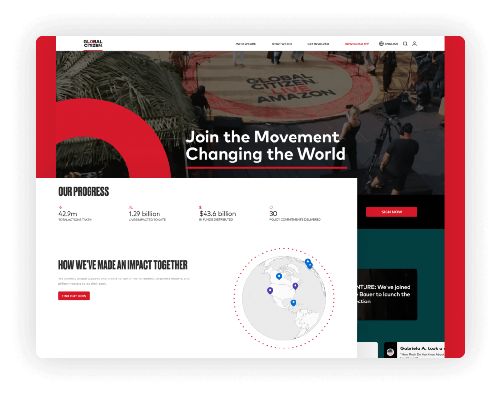 Best Nonprofit Website - Global Citizen