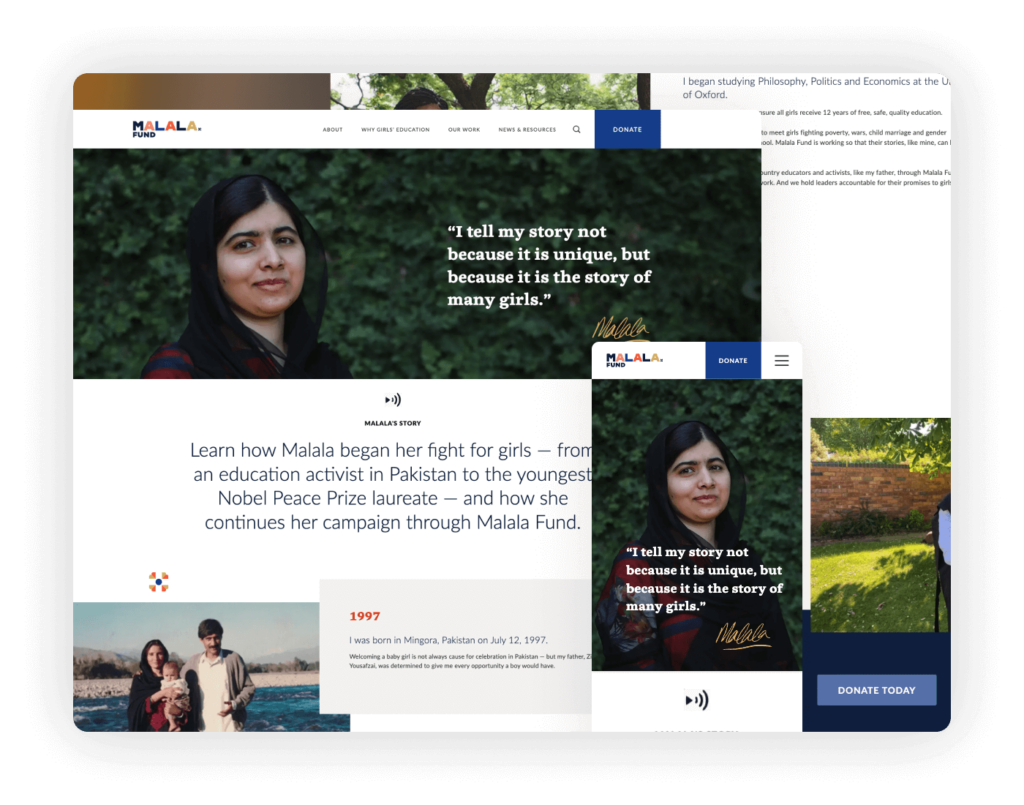 Nonprofit Website Design - Malala Fund