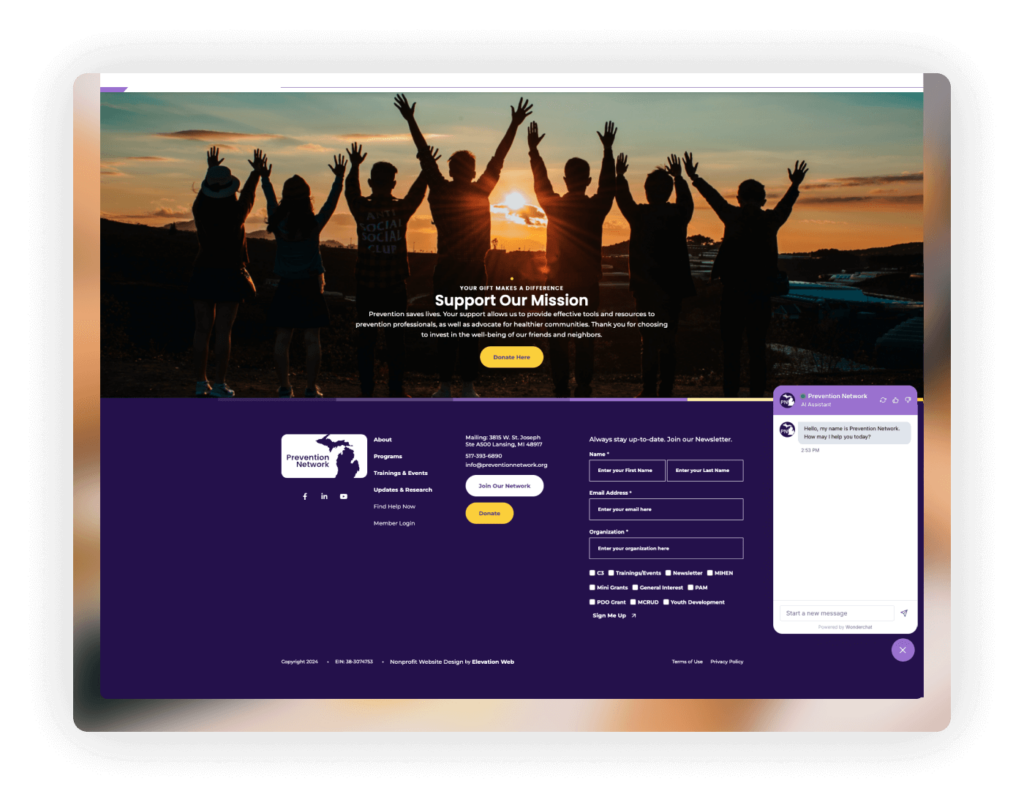 Web Design for Nonprofits - Prevention Network