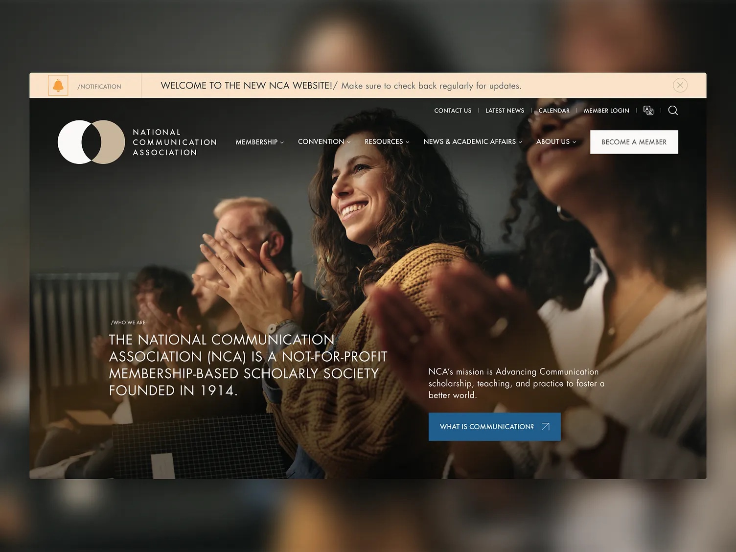 National Communication Association website design by Elevation